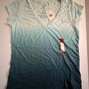 *NWT  GUESS Vneck Tshirt - Blue Coral - Women's Size L